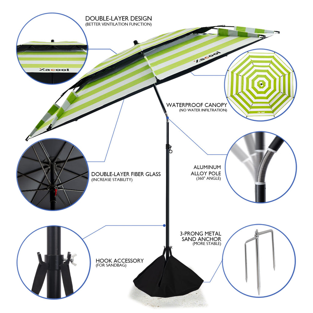 Xacool Beach Umbrella Best UV Protection