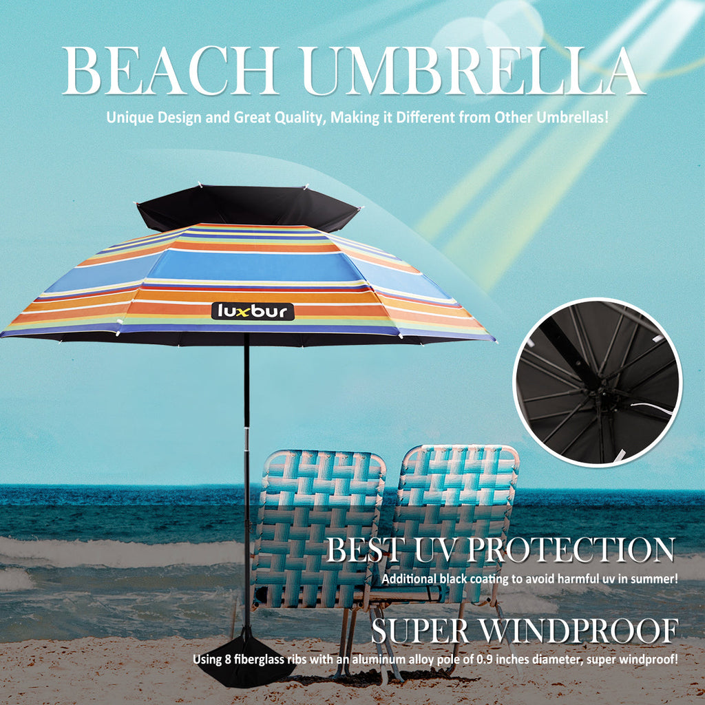 Luxbur Beach Umbrella UV Protection